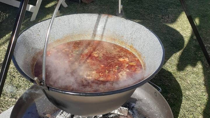 Hungarian Goulash includes four types of meat, a large number of vegetables and spices.  I will be c