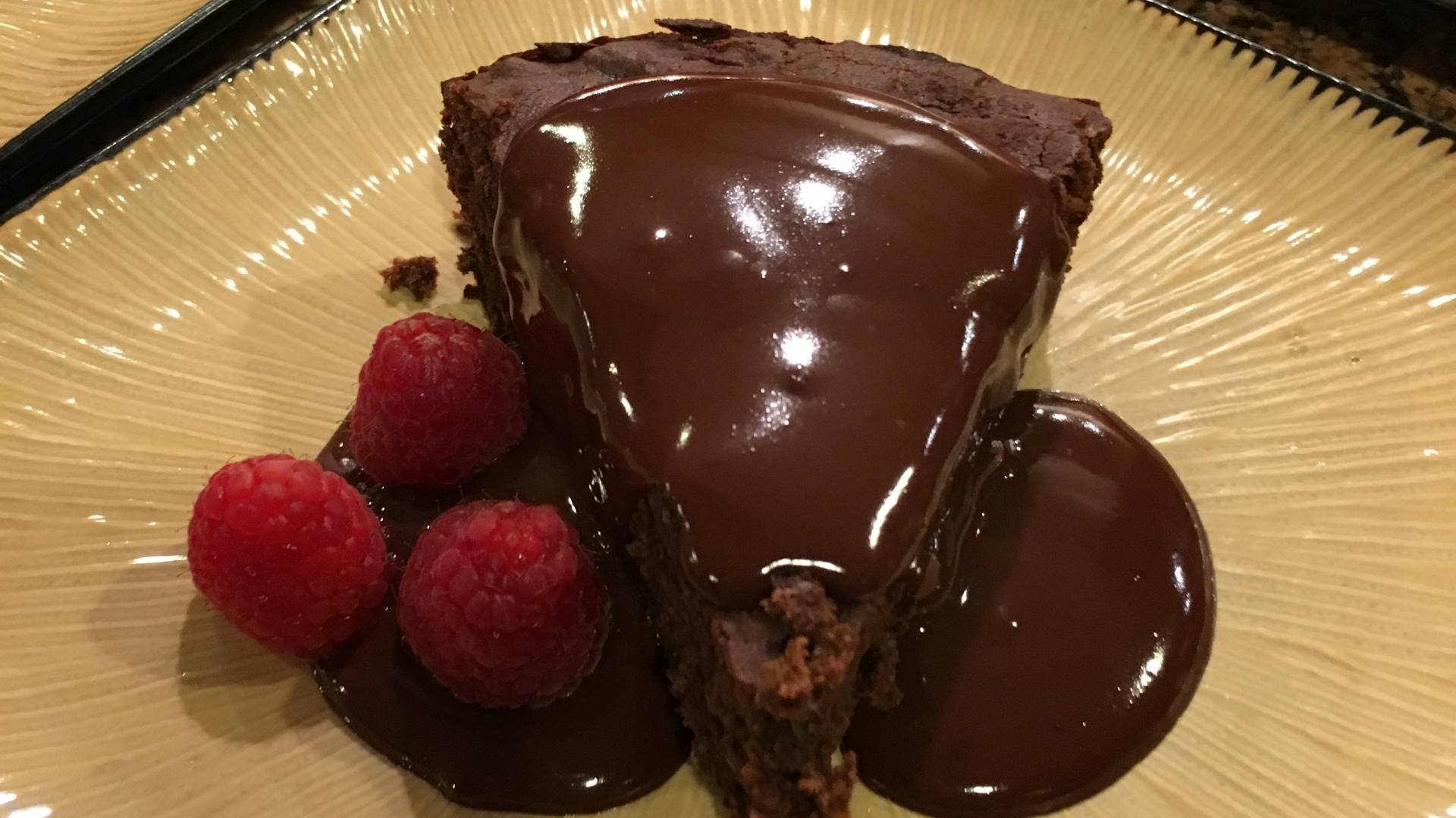 Chocolate Pistachio Torte with Warm Chocolate Ganache.JPG