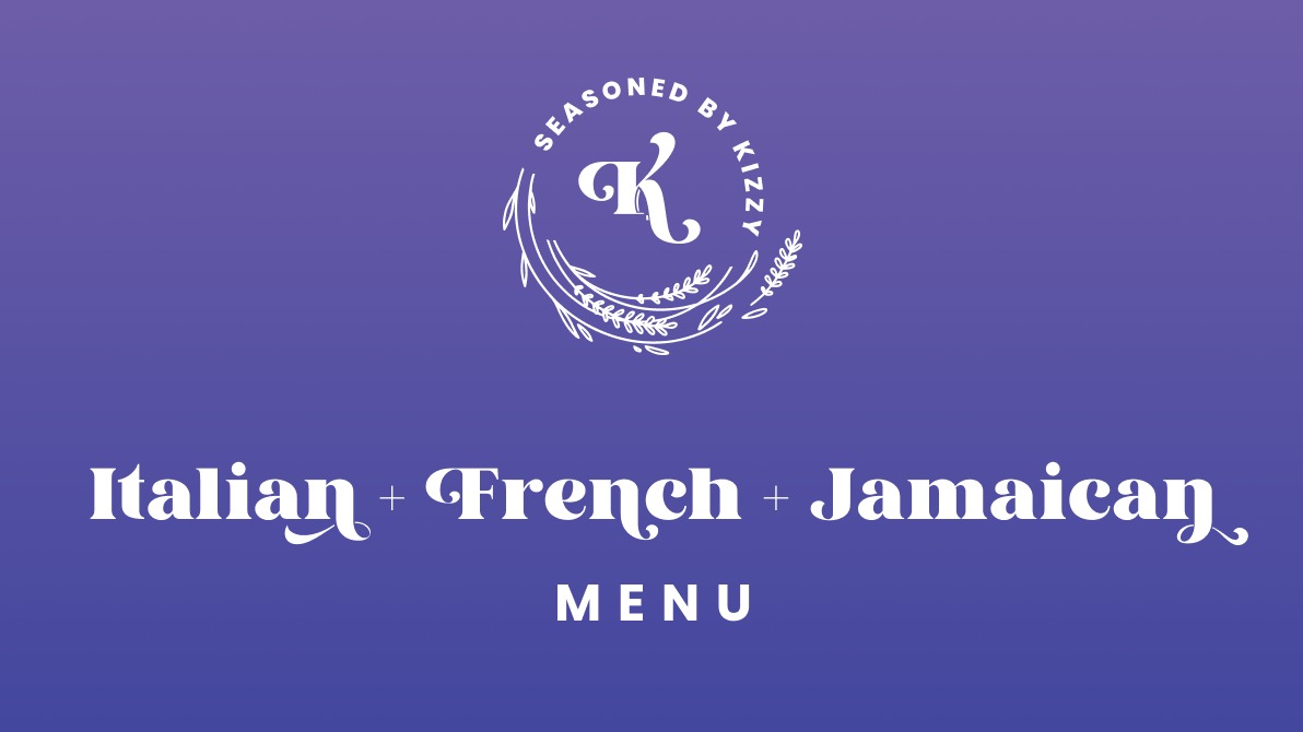 Italian French Jamaican Menu   ::   V=Vegetarian,  VV=Vegan