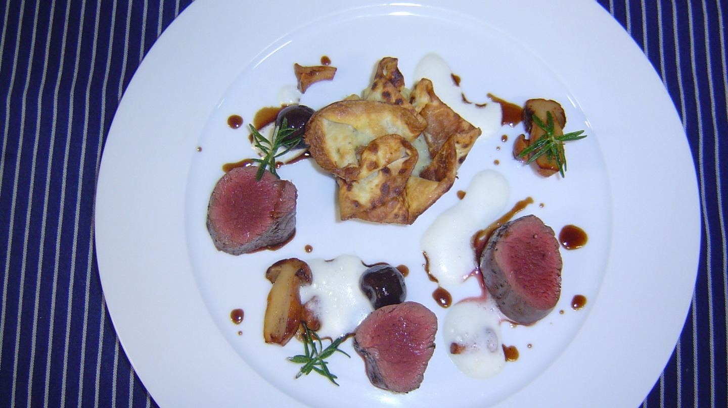 Venison Fillet with vodka cherry's,cep & shantarelle mushroom.JPG
