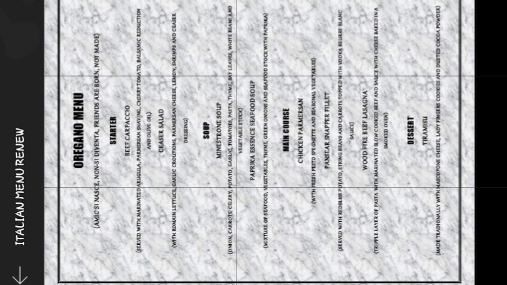 MENU OREGANO
