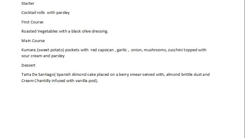 Mexican Menu Vegetarian