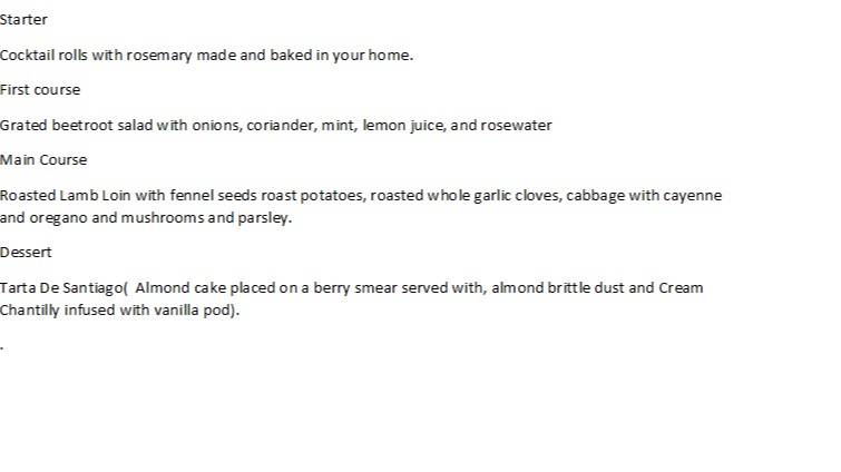 Mexican Lamb Menu VIP