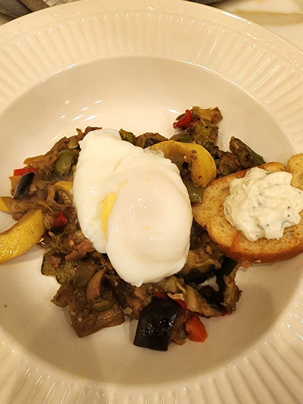 Eggplant Caponata with a Poached Egg & Goat Cheese.jpg