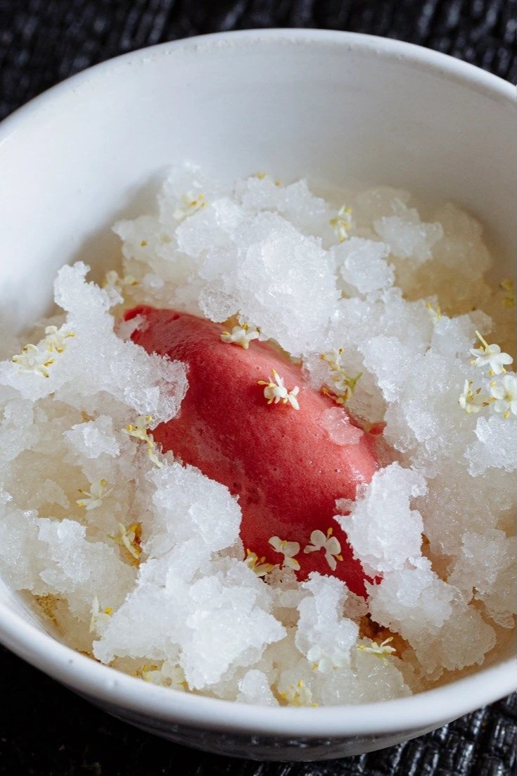 Elderflower Panna Cotta, Wild Strawberry Sorbet, Yoghurt Crumble and Elderflower Vinegar Granita Rec.jpeg