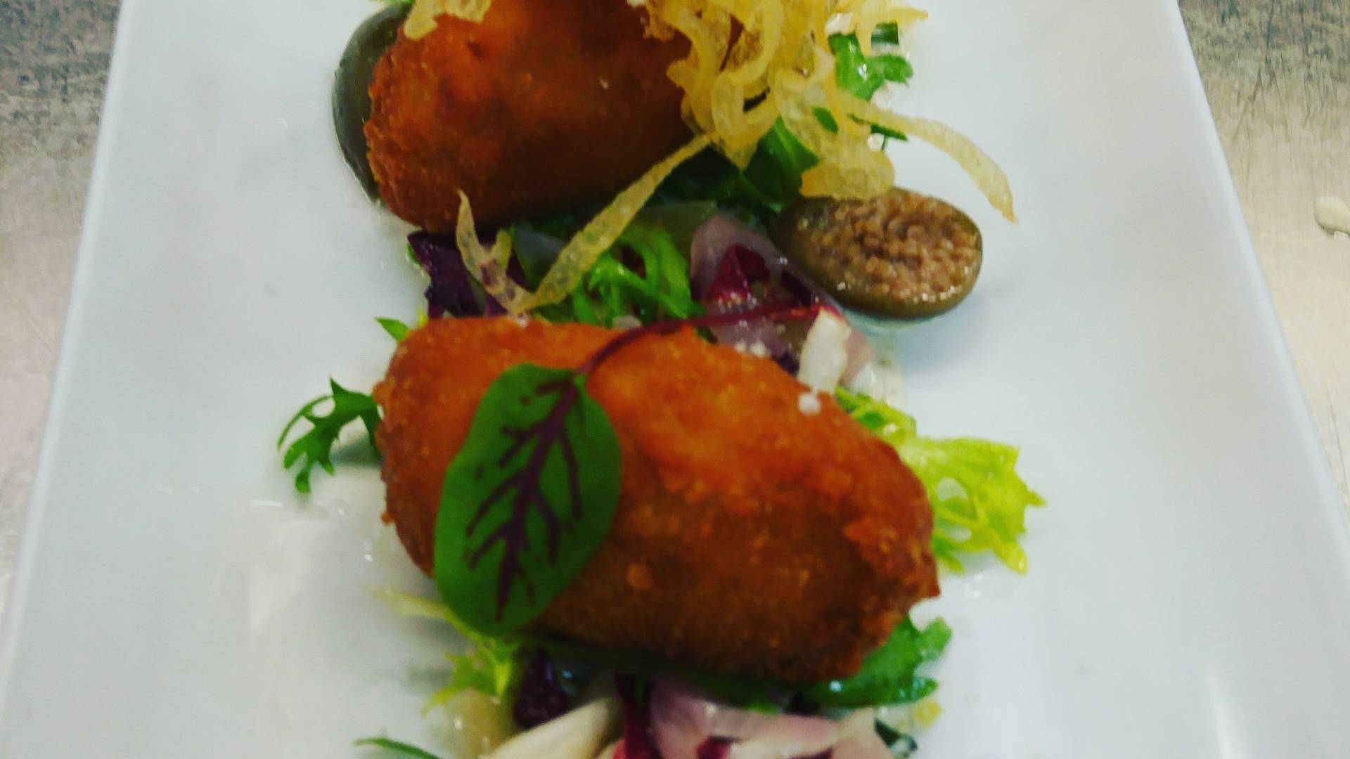 Cod Fritters Tartar Sauce caper Berry Lemon and Cripy Potatoes.jpg Cod Fritters Tartar Sauce caper Berry Lemon and Cripy Potatoes.jpg