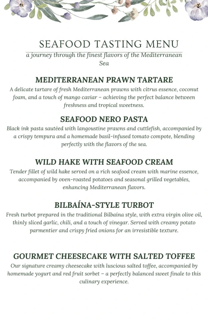ENGLISH "SEAFOOD TASTING MENU"