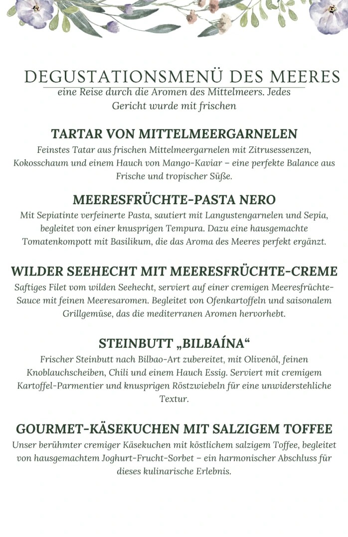 DEUTSCH "DEGUSTATIONSMENÜ DES MEERES"