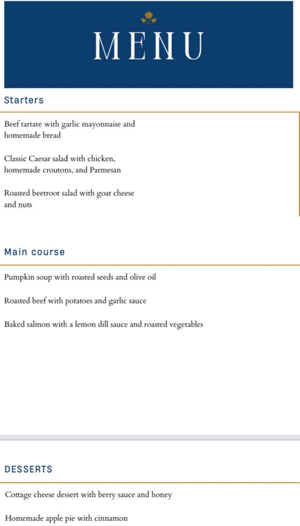 Home menu