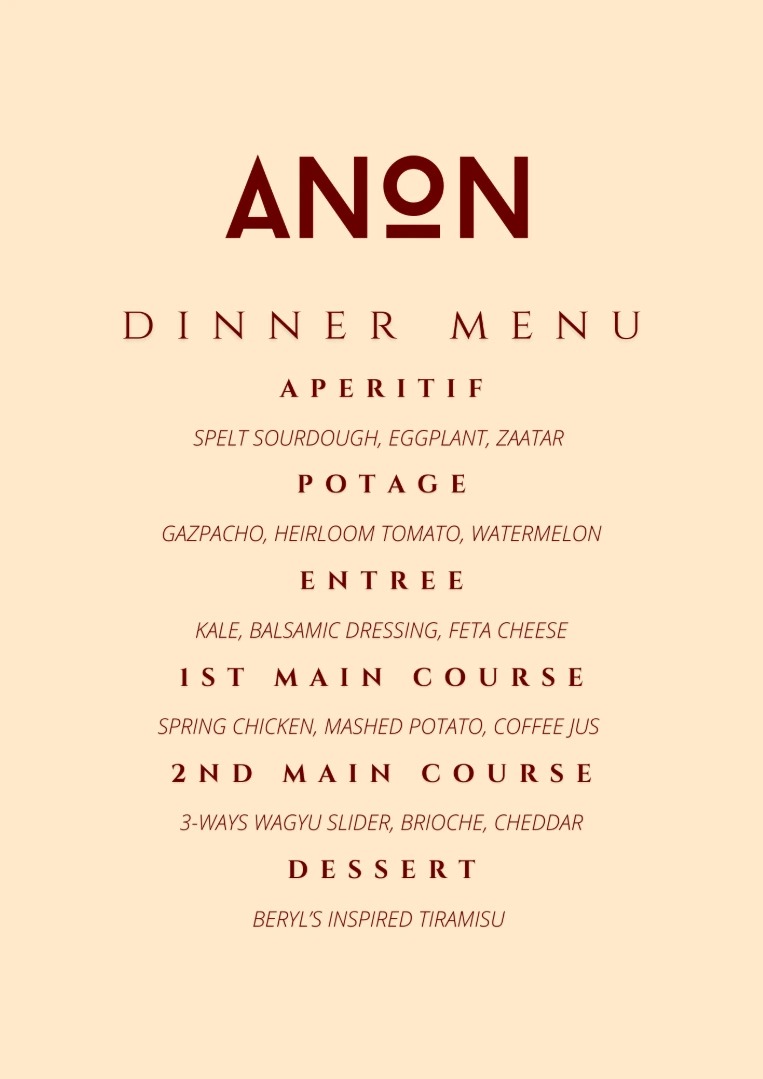 Dinner Menu