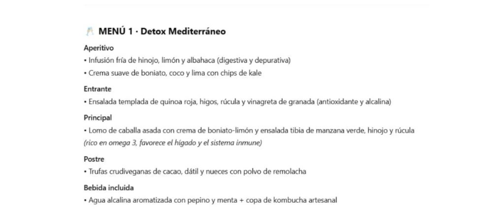 Menú gourmet MEDITERRANEO