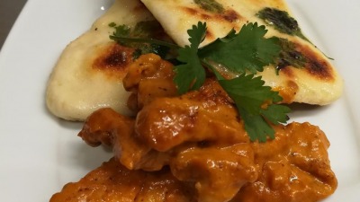 Indian butter chicken garlic naan