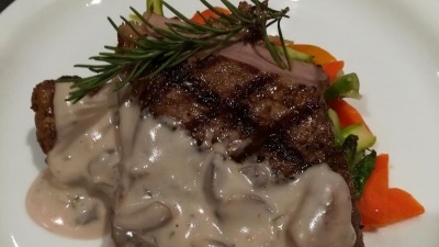 Marinade grill steak Fresh medley Vegetables Mushroom Sauce