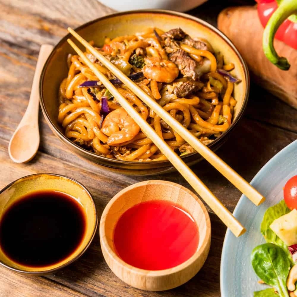 Soya and red chili sauce bowl