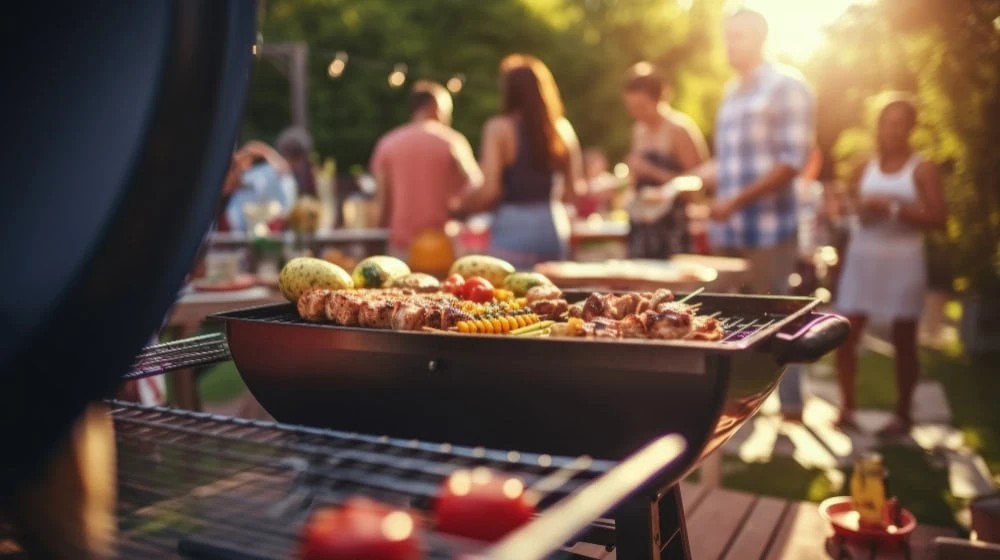 A barbecue in the garden