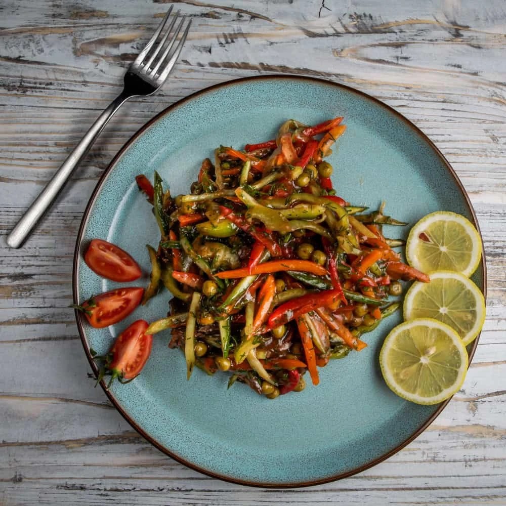 fried vegetables in plate