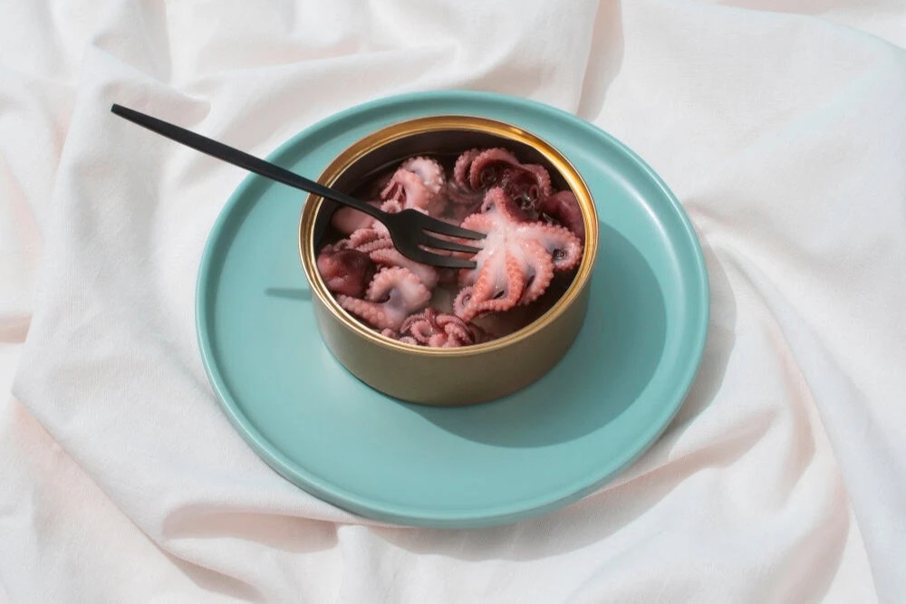 Tender octopus marinated in olive oil and lemon